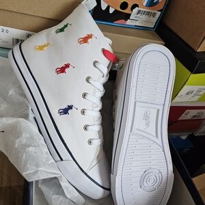 POLO RALPH LAUREN White multi hampty hi ll Big kids shoes size 6.5 Junior